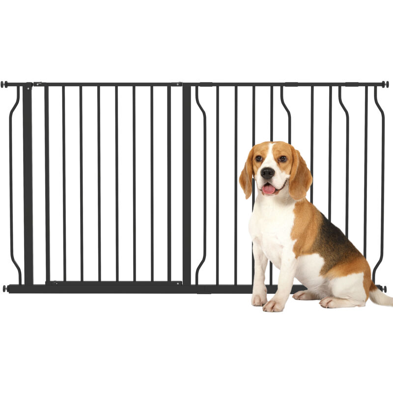 Pawhut - Türschutzgitter Treppenschutzgitter mit 10/20 cm Verlängerung Türgitter ohne Bohren Treppengitter für Breiten 75-145 cm Beidseitig