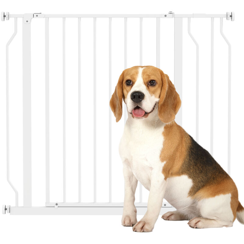 Pawhut - Türschutzgitter Treppenschutzgitter mit 10 cm Verlängerung Türgitter ohne Bohren Treppengitter für Breiten 75-95 cm Beidseitig Schwenkbar