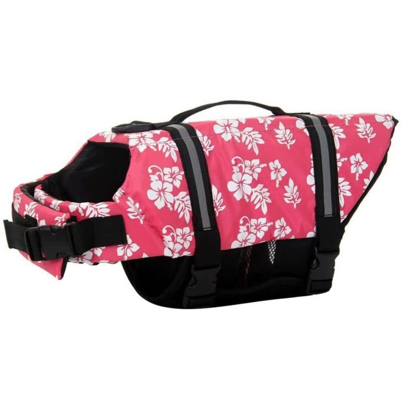 Hundeschwimmweste, Sicherheitsweste, Schwimmweste mit Griff für kleine und große Hunde, rot, Größe M