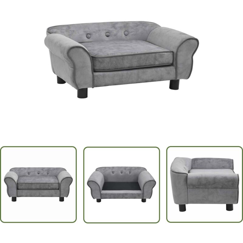 Longziming - The Living Store Hundesofa Grau 72x45x30 cm Plüsch - Hundebett - Plüschbett - Kuschelplatz Für Hunde - Kleines Hundebett - Gemütliches