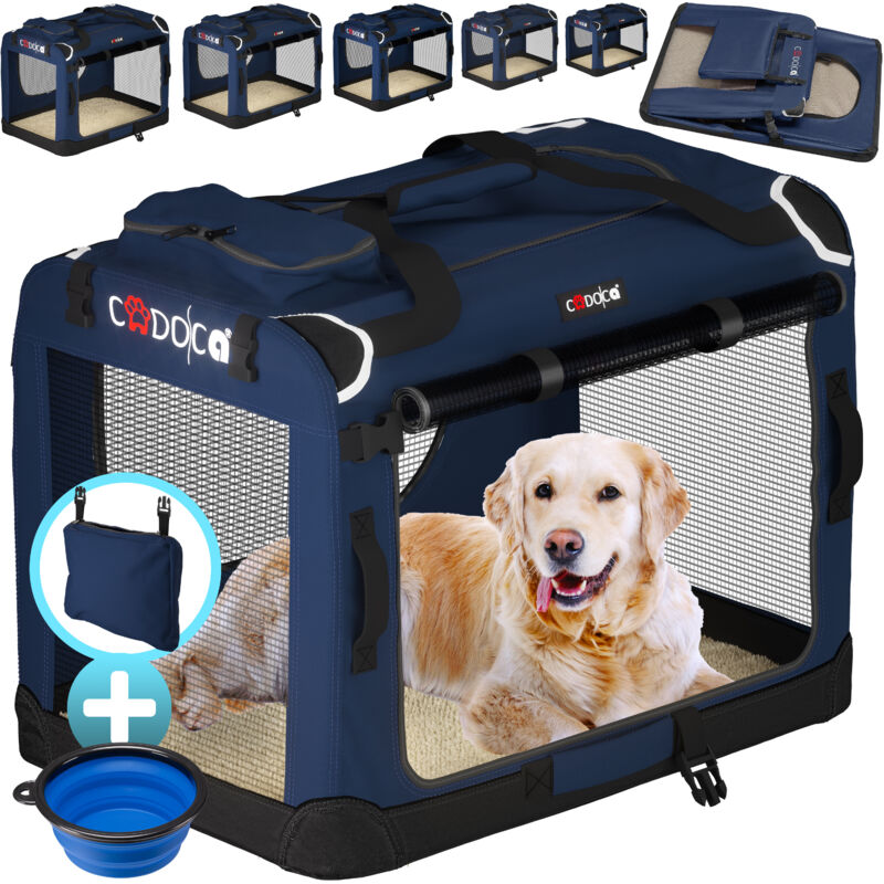 Hundetransportbox faltbar Katzentransportbox Transportbox Autobox Hundebox Box versch. Größen Farbwahl s - Navy Blau - Cadoca