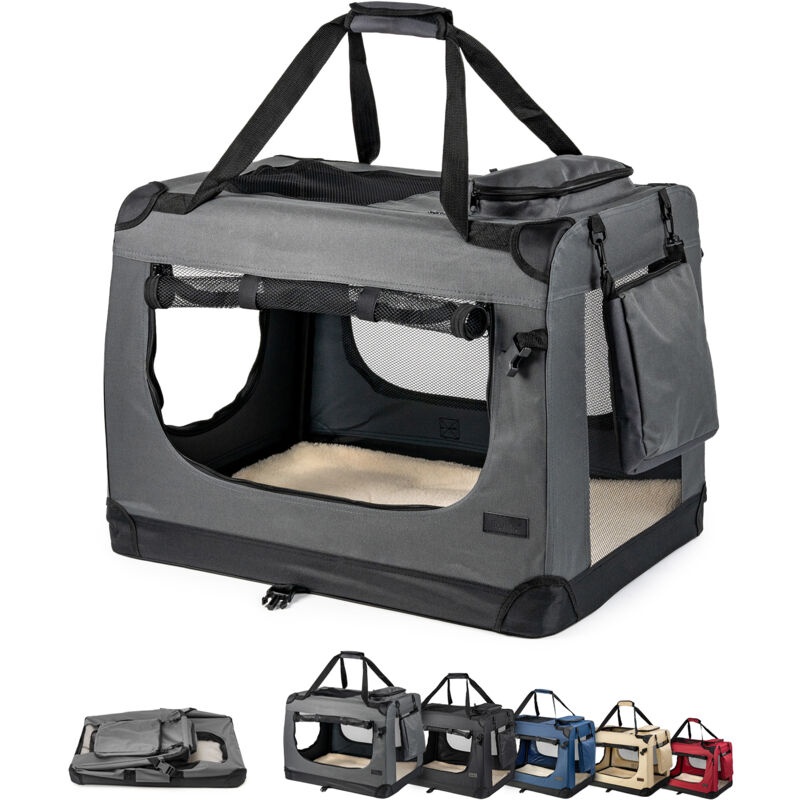 Lionto - Hundetransportbox Hundetasche Hundebox faltbare Kleintiertasche, (xxl) 90x61x65 cm grau
