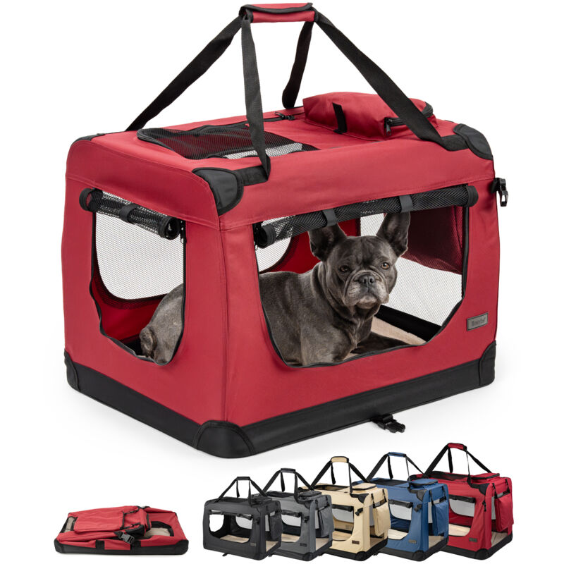lionto Hundetransportbox Hundetasche Hundebox faltbare Kleintiertasche, (L) 70x52x50 cm dunkelrot
