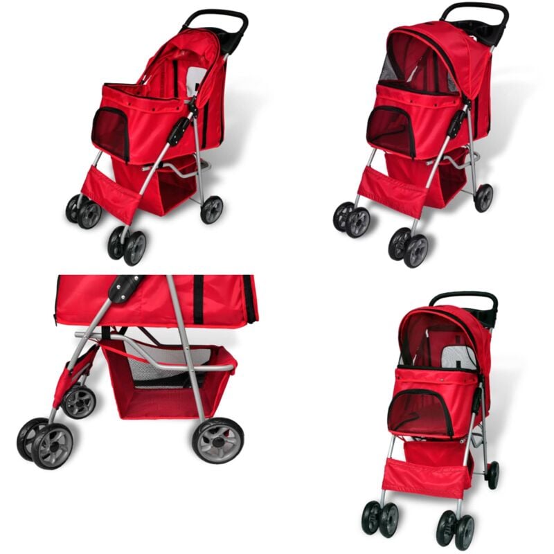 Hundewagen Hundebuggy Rot - Hundetransporter - Hundetransport Wagen - Home & Living