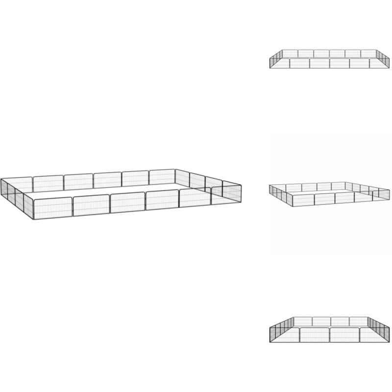 20-tlg. Hundelaufstall Schwarz 100x50cm Stahl Pulverbeschichtet - Hundelaufstall - Welpenauslauf - Hundezwinger - Gartenzaun Für Hunde - Hundehütte