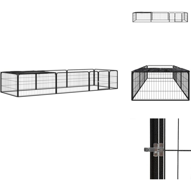 8-tlg. Hundelaufstall Schwarz 100x50 cm Stahl Pulverbeschichtet - Hundehütte - Hundegarten - Welpenauslauf - Hundezwinger - Gartenhaus Für Tiere