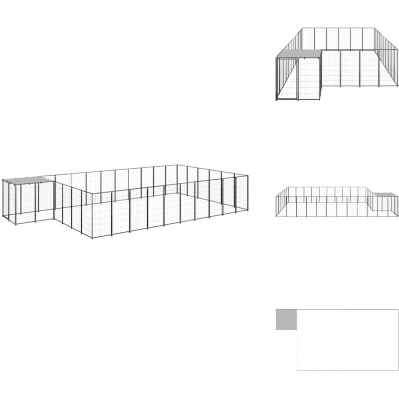 Hundezwinger Schwarz 19,36 m² Stahl - Hundehütte - Hundezwinger - Zwinger Für Hund - Outdoor Hundezwinger - Stabiler Hundezwinger
