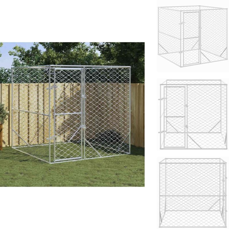 Outdoor-Hundezwinger Silbern 2x2x2 m Verzinkter Stahl - Hundezwinger - Metallzwinger - Auslauf Für Hunde - Gartenhaus Für Hunde - Sicherheitszaun Für