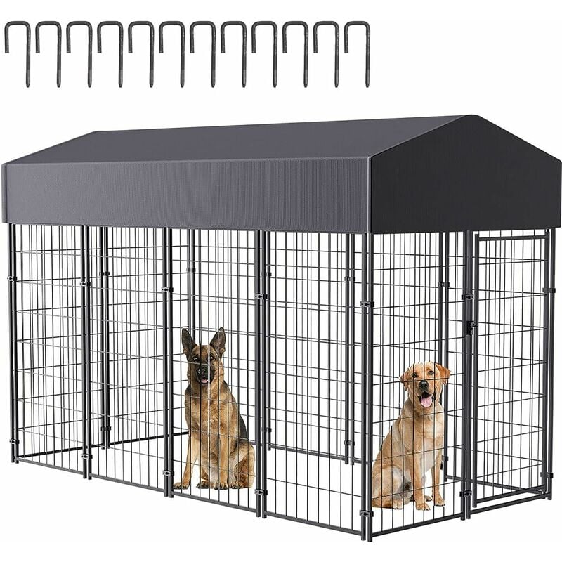 Bingo Paw - Hundezwinger draußen große Hunde Hundekäfig Hundehütte 249x120x165 cm Hundehaus Zwinger mit Dach Welpenlaufstall