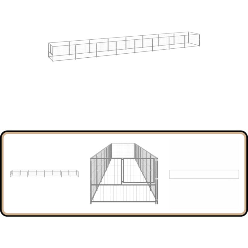 Vidaxl - Hundezwinger Silbern 8 m² Stahl - Hundezwinger - Metallzwinger - Stahlzwinger - Haustierzubehör - Hundeauslauf