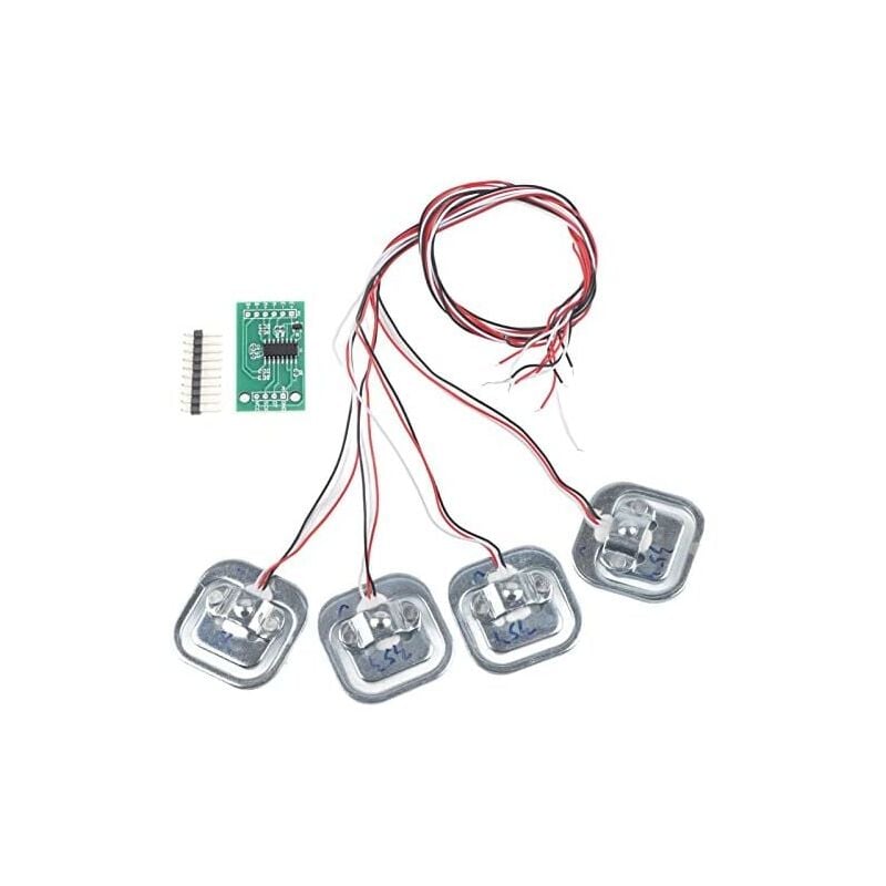 HX711 Arduino-Drucksensormodul, 50 kg/100 kg/200 kg Last-Dehnungsmessstreifen, 4-teiliges Gewichtssensor-Kit, kompatibel mit Arduino diy, 34 34 mm