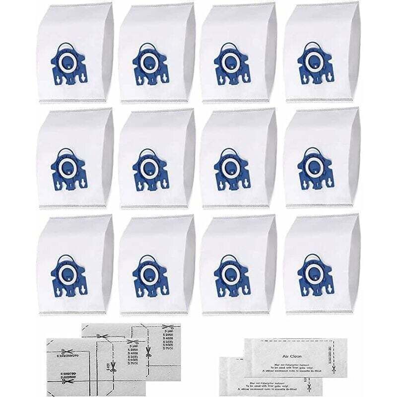 HyClean 3D FJM Staubsaugerbeutel für Miele (12 Beutel, 2 Motorfilter, 2 Abluftfilter) Staubsaugerbeutel für Miele GN Pack XXL, Alternative für Miele