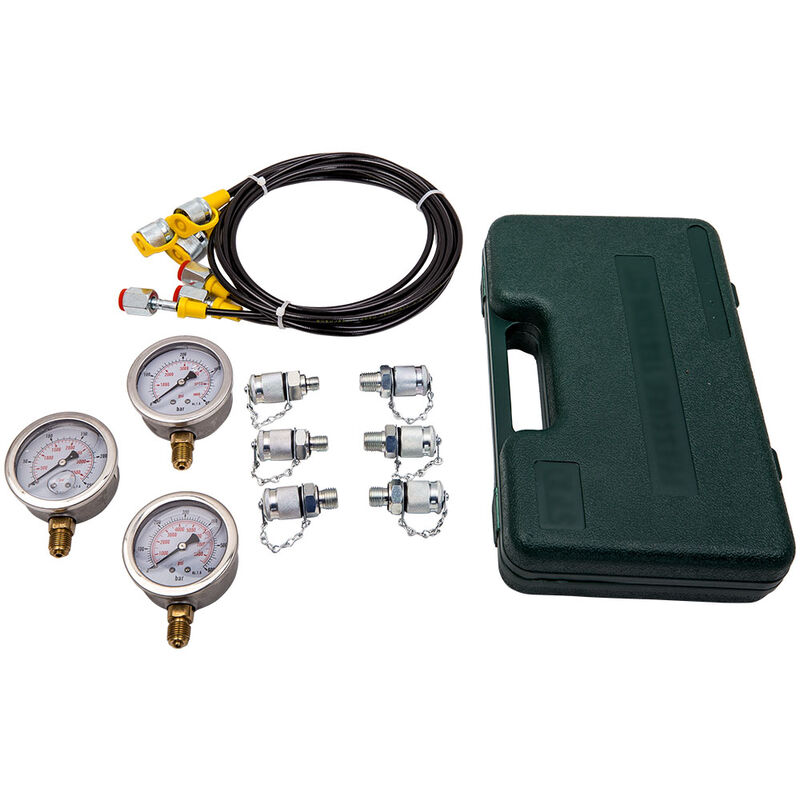 Hydrauliktester Hydraulik Manometer Set 250 - 600 bar Druckprüfer Werkzeug TestHydrauliktester Hydraulik Manometer Set 250 - 600 bar Druckprüfer