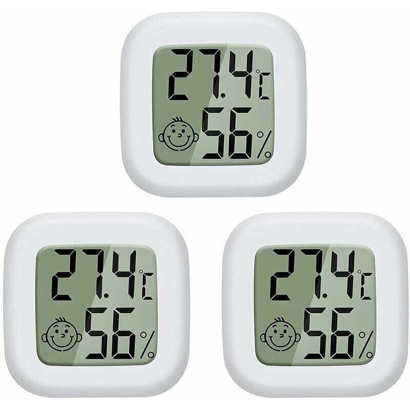 Hygrometer, 3 Stück, Mini-LCD-Digitalthermometer, Babyzimmer, Wohnzimmer, Büro, Kühlschrank, Innenthermometer und Hygrometer