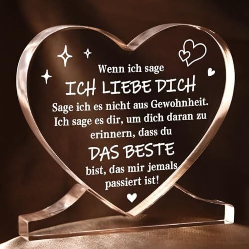Ich Liebe Dich Geschenke, Jahrestag Geschenk für Ihn und Sie, Herzförmiges Acryl Heimat Dekoration Hochzeitstag Geschenke, Liebes Geschenk für Sie,