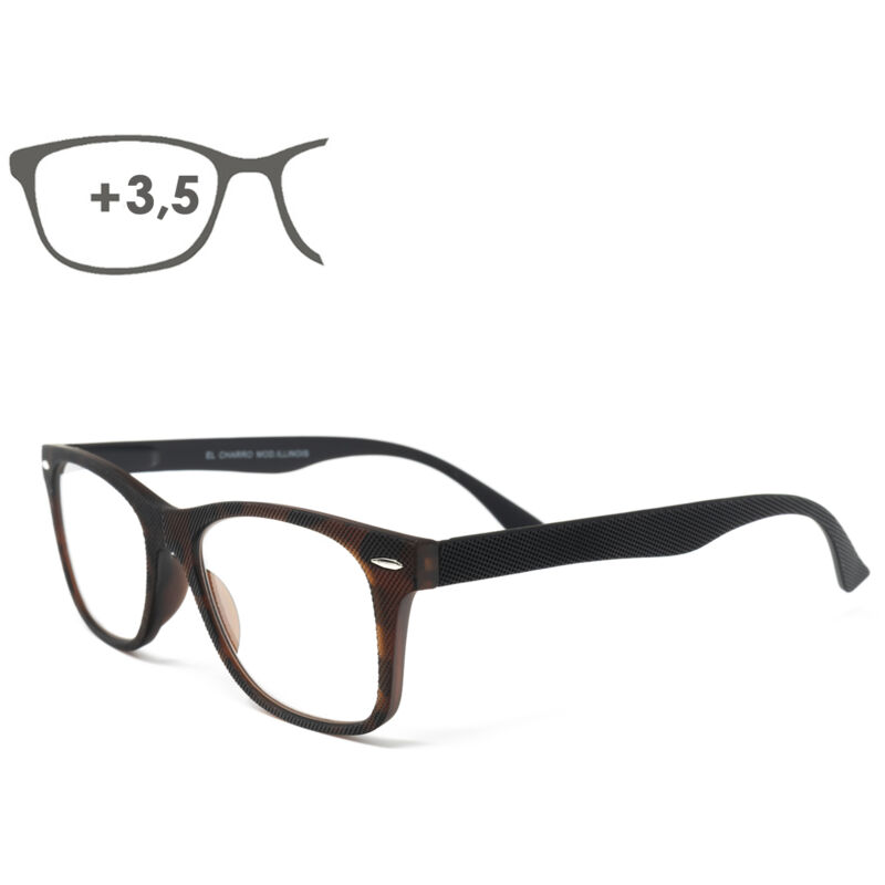 Illinois-Lesebrille mit Schildpatt-Aufdruck, Vergrößerung +3,5