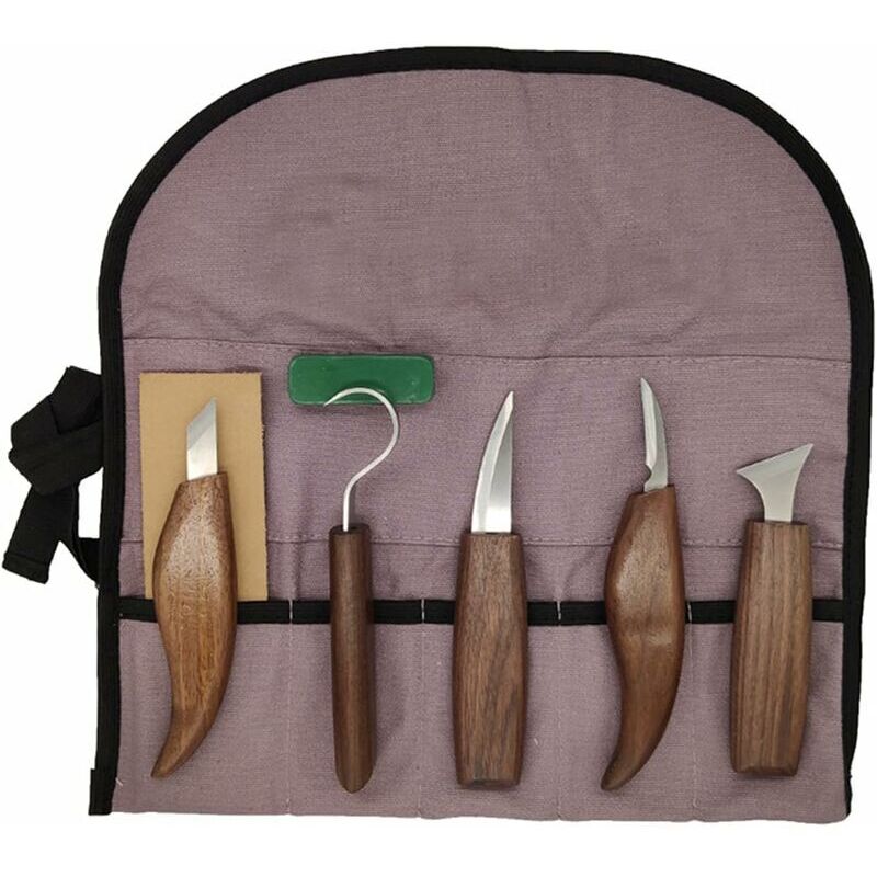 7 in 1 Holzbearbeitungsmesser-Set, handgeschnitztes Modellwerkzeug, DIY-Holzschnitzlöffel, Schnitzmesser