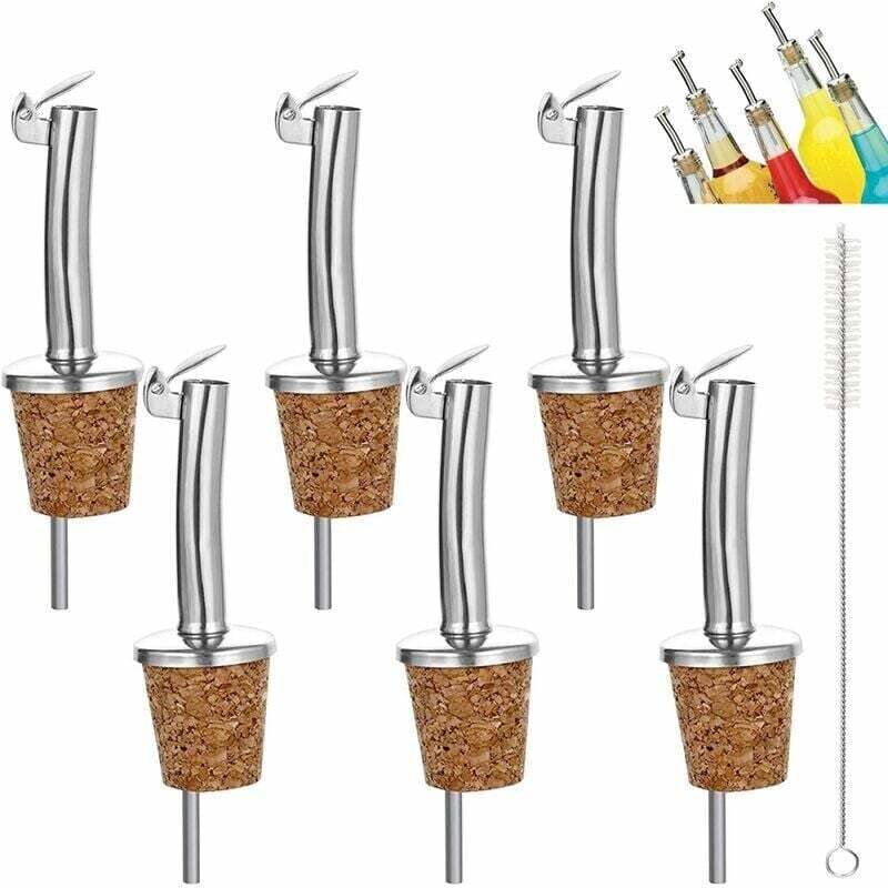 Alovez - Incutex 5X Kork-Ausgießer Flasche mit Deckel Ausgießer Flasche Ölausgießer Spirituosen Wein Öl Likör Essig - Küchenzubehör