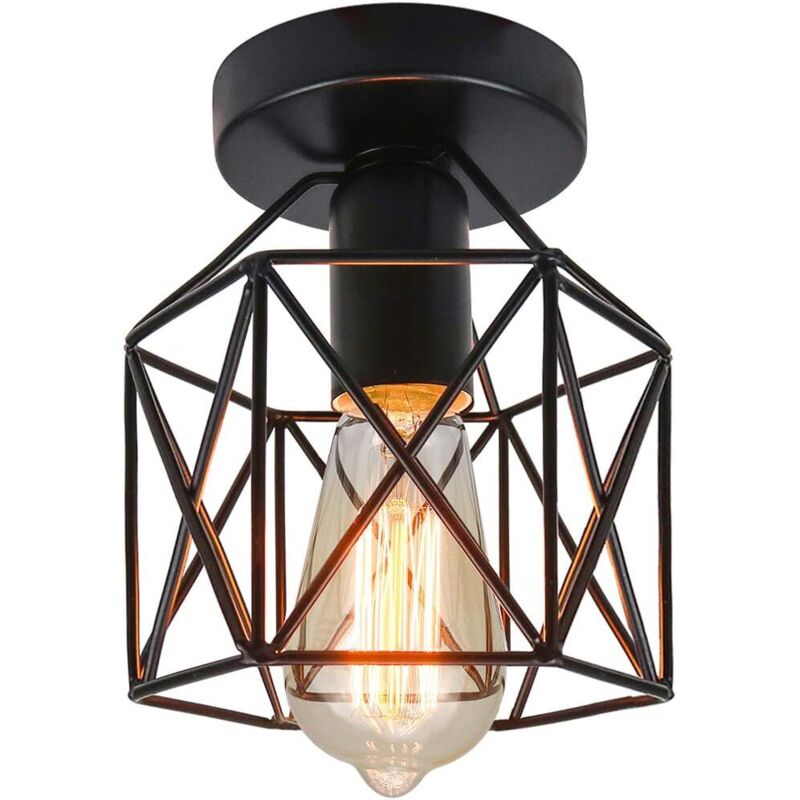 Ugreat - Industrielle Deckenleuchte, industrielle Vintage-Deckenleuchte, Hängeleuchte für Eingang, Veranda, Flur, Esszimmer. (Schwarz1)