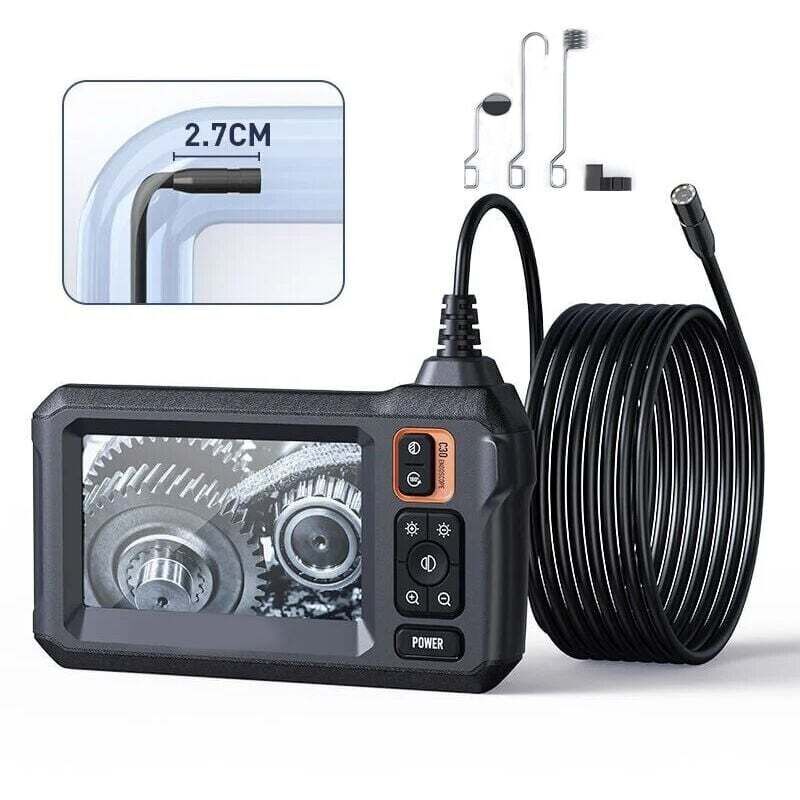 Industrielle endoskopische Inspektionskamera - 4,3' IPS-Bildschirm - IP67 wasserdicht - 8 LEDs - 5 m halbstarres Kabel.