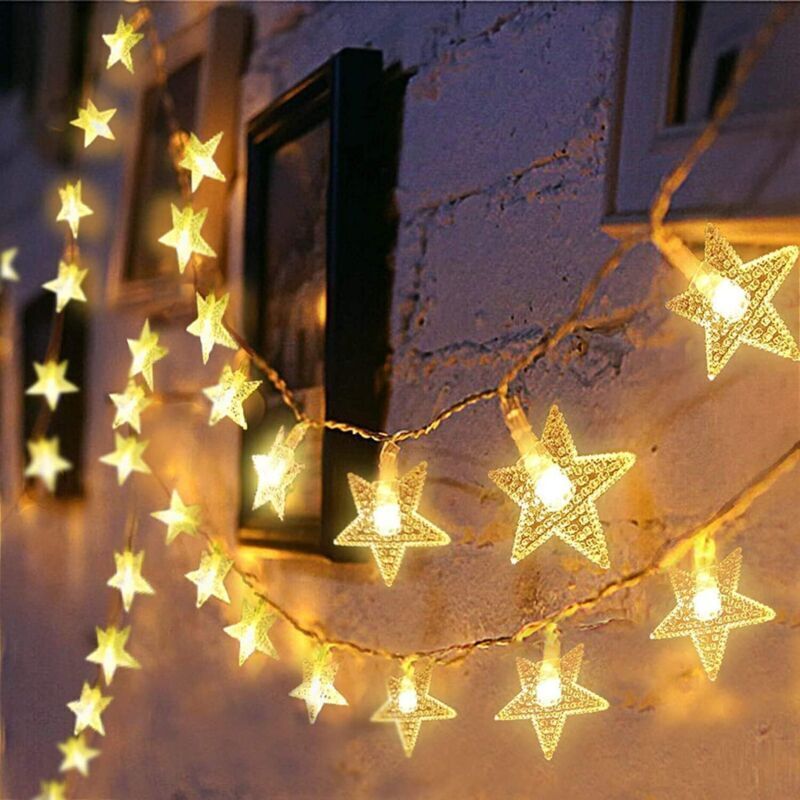 Ineasicer Sternen-Lichterkette, 10 m, 70 LEDs, dekorative Lichterkette für Vorhänge, romantische Dekoration für Außenbereich, Haus, Garten,