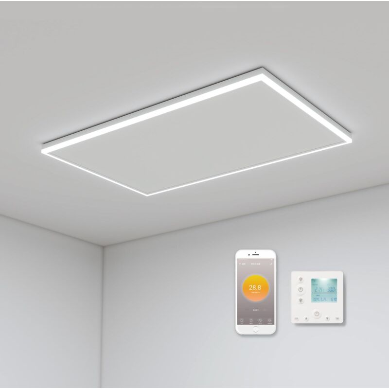 Infrarotheizung Deckenmontage 700 Watt, Deckenheizung Infrarot mit led Beleuchtung, Infrarotheizung Decke mit Thermostat, App Fernbedienung