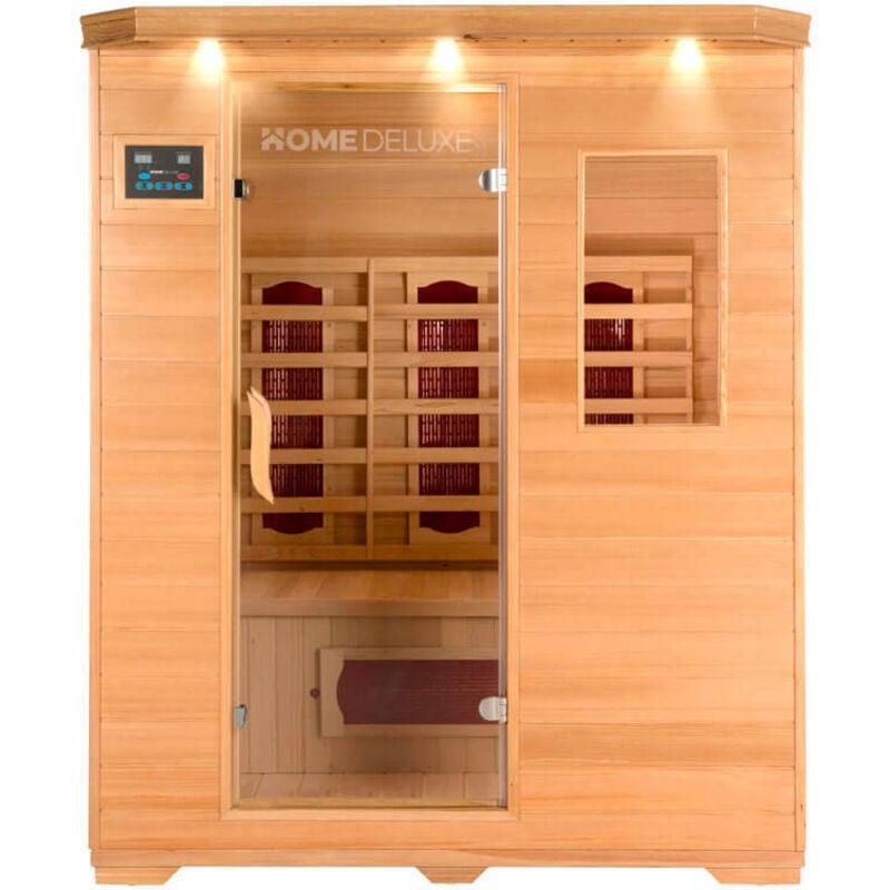 HOME DELUXE – Infrarotkabine REDSUN L –153 x 110 x 190 cm - für 2-3 Person, 6 Keramikstrahler, Holz: Hemlocktanne I Infrarotsauna, Sauna,