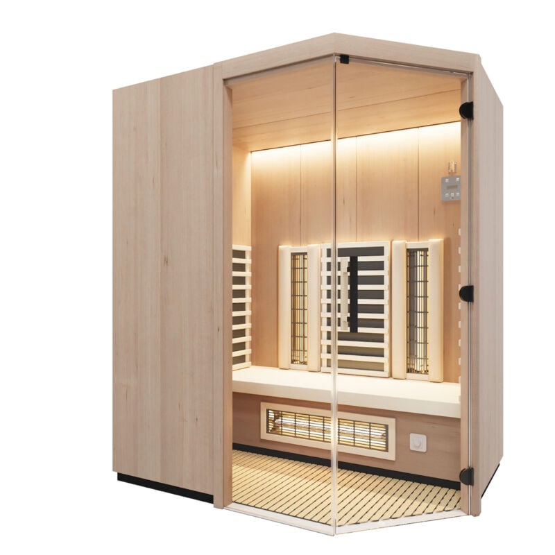 Infraworld - Prima 2 Infrarotkabine mit ABC-Strahler/Flächenheizung/Salzverdampfer Holzart: Hemlock - Breite: 174 cm