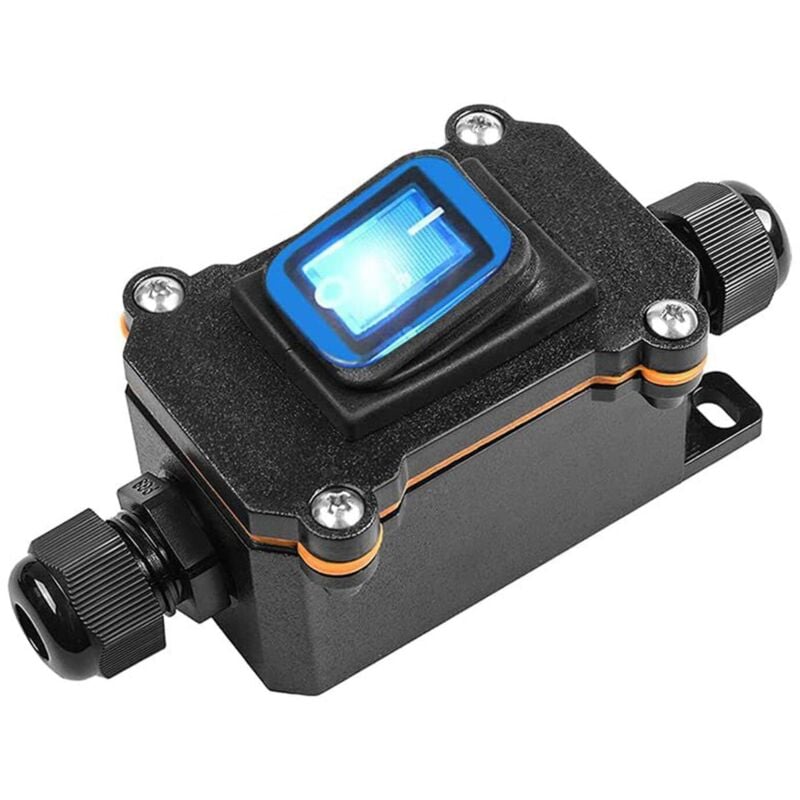 Inline-Schalter, Inline-Schnurschalter, wasserdichter Wippschalter, 12 V DC 25 A DPST 4-polig 12 V, IP68-Schnur-Wippschalter, Doppelloch-offener