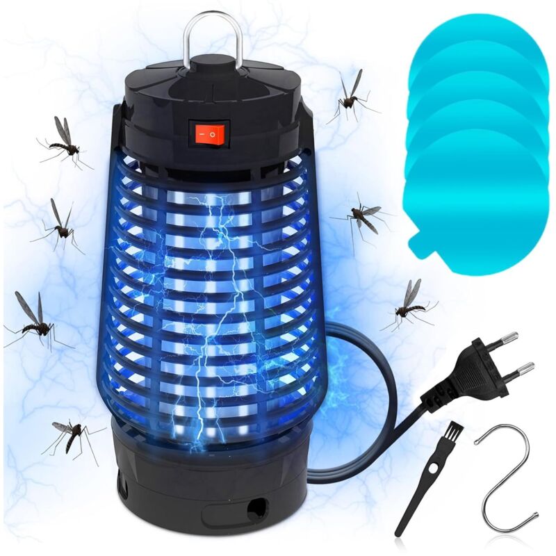 Insektenvernichter Elektrisch, Mückenlampe mit LED Lampe, Fliegenfalle Elektrisch Mückenabwehr, Wasserdicht IPX4, für Mücken, Fliege, Motten, Spinnen
