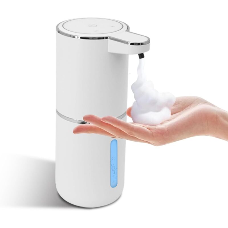 Intelligenter Seifenspender mit Sensor, weißes Schaummodell, 11,2 x 7,5 x 20 cm, Wandmontage mit Sensor.