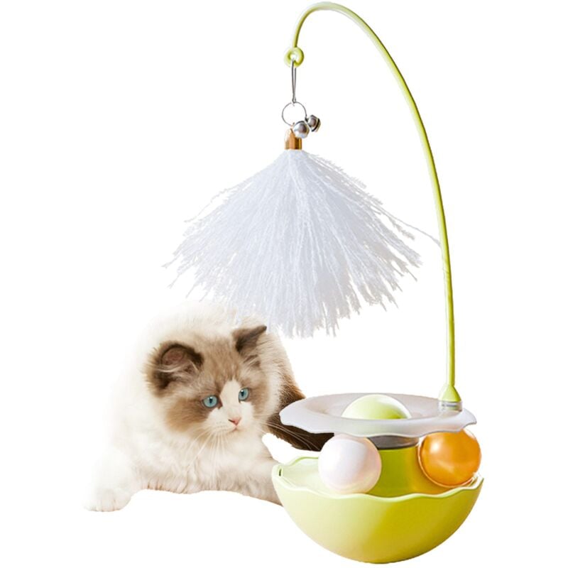 Fitags - Interaktives Katzen-Roller-Spielzeug, Kitty-Spielzeug, Roller mit Teaser für Katzen im Innenbereich, Drehteller, Kätzchen-Spielzeug-Set