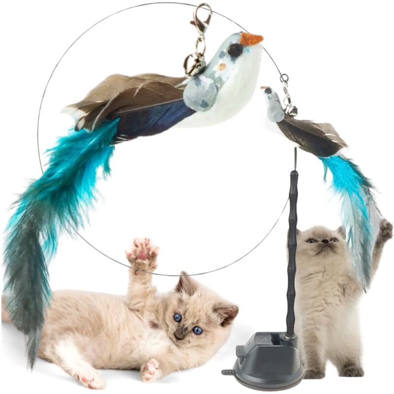 Interaktives Katzenspielzeug Angelrute mit Saugnapf, leicht, super lustig, Haustier PetJet