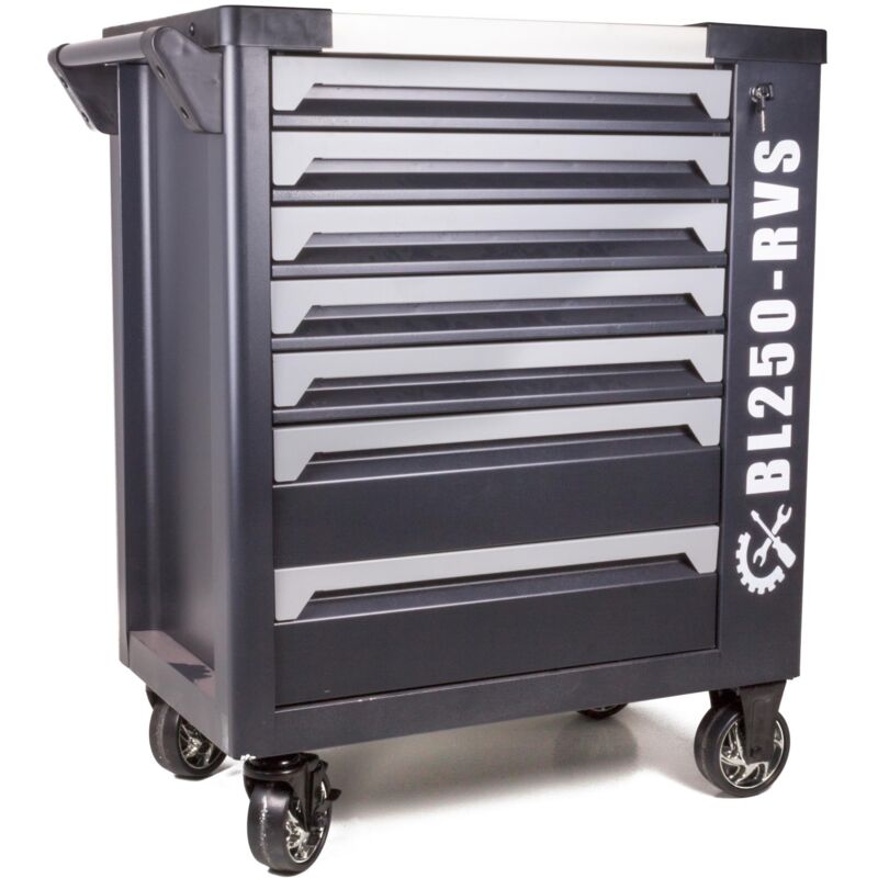 Benson Tools Werkzeugwagen mit 7 Schubladen und 250 Werkzeugen – Hochwertige Werkzeugausstattung für Profis und Heimwerker, ideal für Garage und