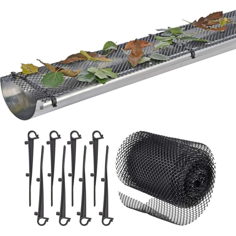 International Dachrinnenschutzmatte 6m mit Klammern Dachrinnenabdeckung Laubschutz Dachrinnenschutz Laubschutz Angeln Laubstopp