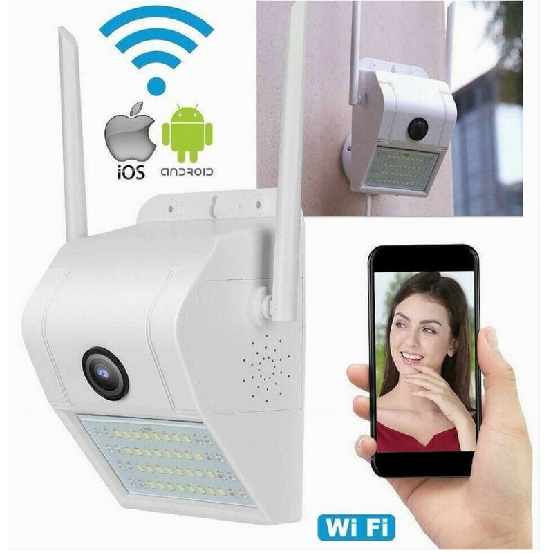 Trade Shop Traesio - Trade Shop - outdoor wifi ip kamera 2MP 1080P led solar lampe IP66 kamera cam sd rec -