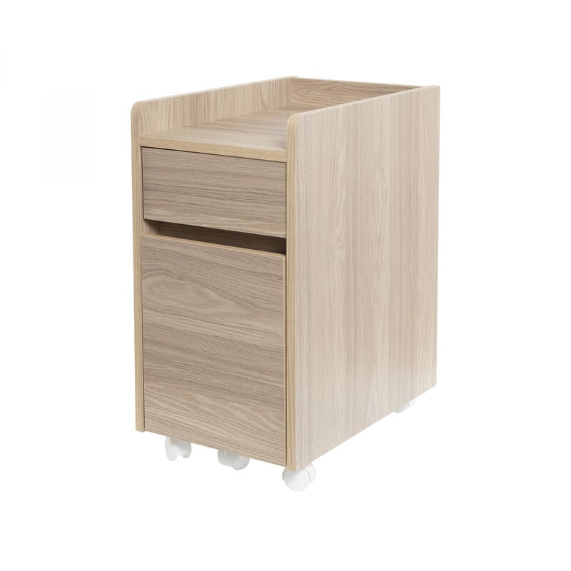 Schreibtischcontainer, Mobiler Schrank, mit Rollen, 2 Schubladen und 1 Regal, Dokumente & Ordner, Einfache Montage, Schlafzimmer - Desk Cabinet