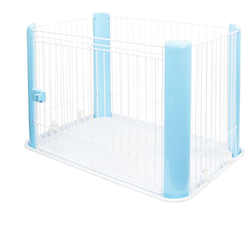 Iris Ohyama - Welpenauslauf mit abschließbarer Tür, H60cm, Blau, Katzengehege, Hundebox, Hundegitter, Für Outdoor, Indoor, Welpenlaufstall,