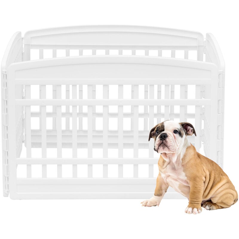 Iris Ohyama - Welpenauslauf mit 4 Paneelen, H60cm, Weiß, Katzengehege, Hundebox, Hundegitter, Für Outdoor, Indoor, Welpenlaufstall, Hundezaun,