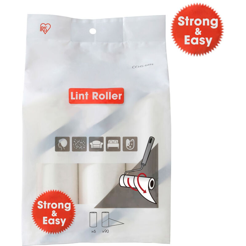 6 x 60 Blatt Nachfüllpackungen, Tierisch, Adhäsiv, Rubuste und Fest, Kleidung, Vorhänge, Sofas - Handy Lint Roller CCHS-6RN - Weiß - Iris Ohyama