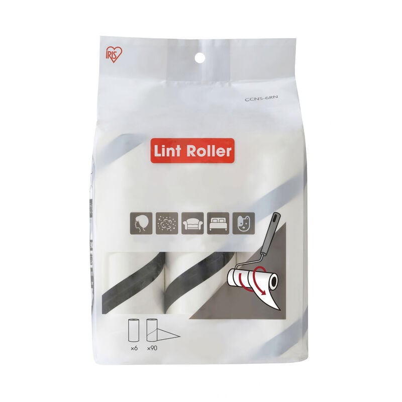 Iris Ohyama - 6er-Packung Nachfüllpacks à 90 Blatt, Tiere, Adhäsiv, Rubuste & Solid, Bekleidung, Vorhänge, Sofas - Handy Lint Roller CCNS-6RN - Weiß