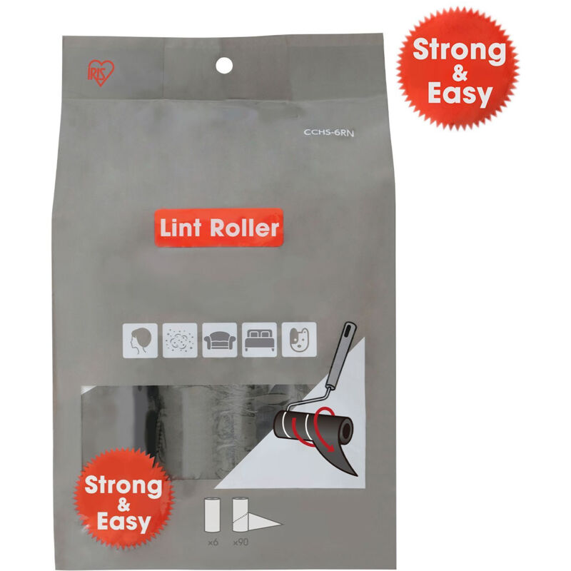 Iris Ohyama - 6 x 60 Blatt Nachfüllpack, Tierhaar, Adhäsiv, Rubuste et Bekleidung, Vorhänge, Sofas - Handy Lint Roller CCHS-6RN - Schwarz