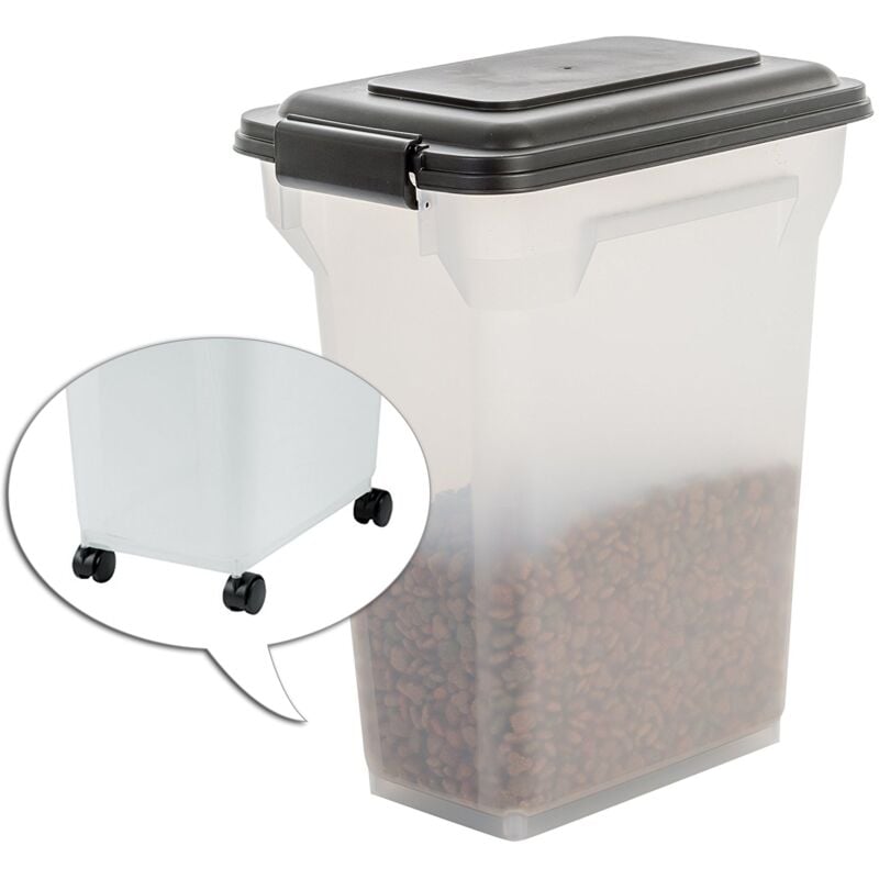 Hundefutter Aufbewahrung mit Rollen, 20L/7.5kg, Schwarz, Luftdichte Futterbox, Trockenfutter, Futterbehälter, Für Hunde, Katzen, Tierfutterbehälter,