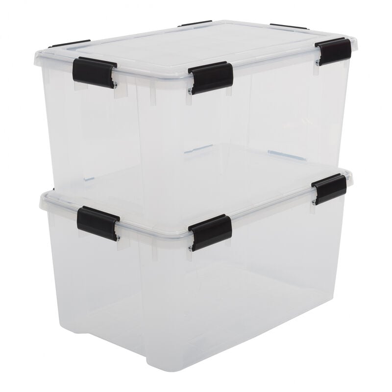 Luftdichte Kunststoff-Aufbewahrungsboxen mit Deckel, 50L, 2er-Set, Transparent, Hermetischer wasserdichter Verschluss, Robuste Schnappverschlüsse,