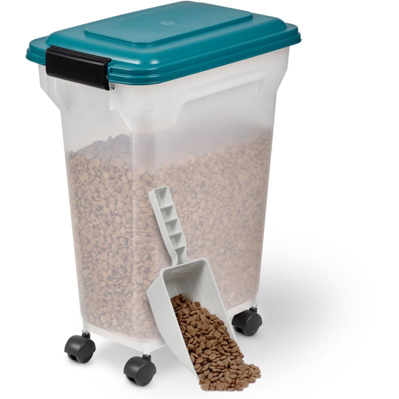 Iris Ohyama Hundefutter Aufbewahrung mit Rollen, 20L/7.5kg, Blau, Luftdichte Futterbox, Trockenfutter, Futterbehälter, Für Hunde, Katzen,