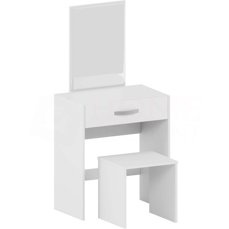 Home Discount - Isla Schminktisch & Spiegel Set 1 Schublade Hocker Schminktisch, Weiß