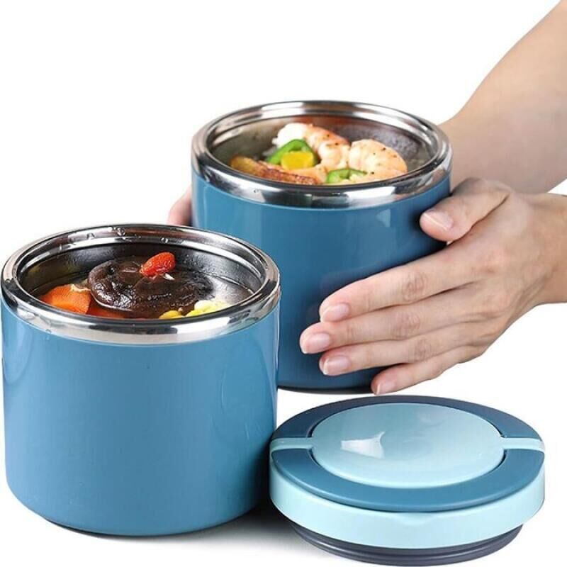 Isolierbehälter mit Griff, 1000 ml Edelstahl-Wärmebehälter für Kinder, isolierte Lunchbox, Etikett