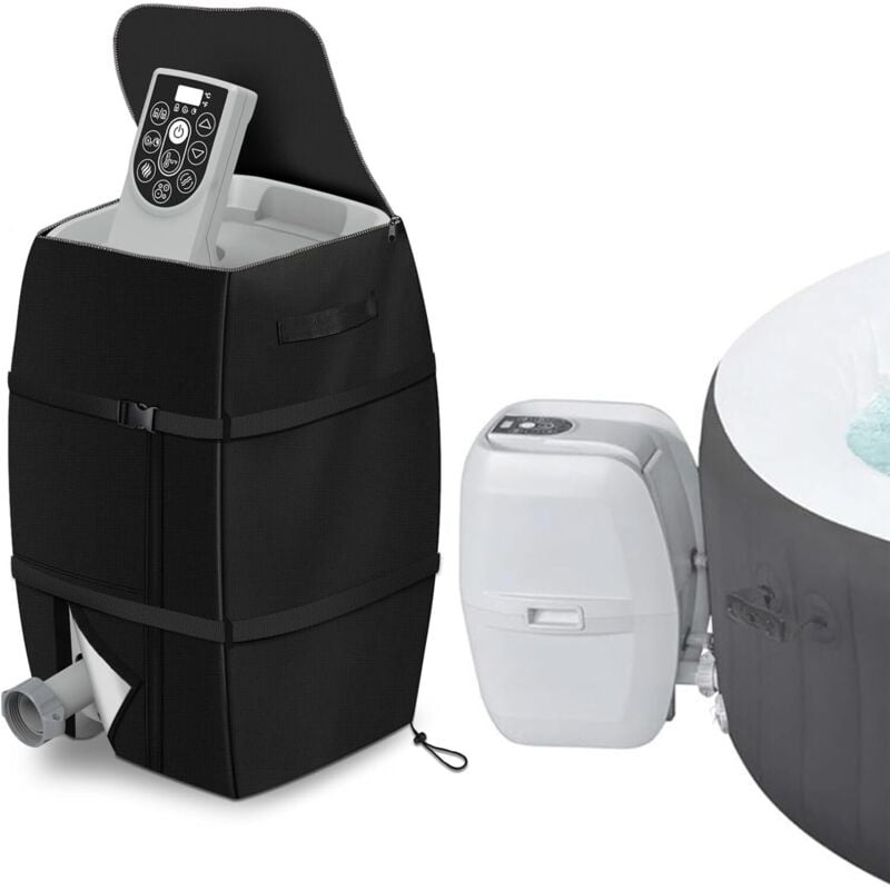 Isolierte aufblasbare Spa-Badewanne, Spa-Heizungspumpenabdeckung, wasserdichtes, staubdichtes 420D-Oxford-Tuch für Badewanne/Pool im Freien (schwarz)