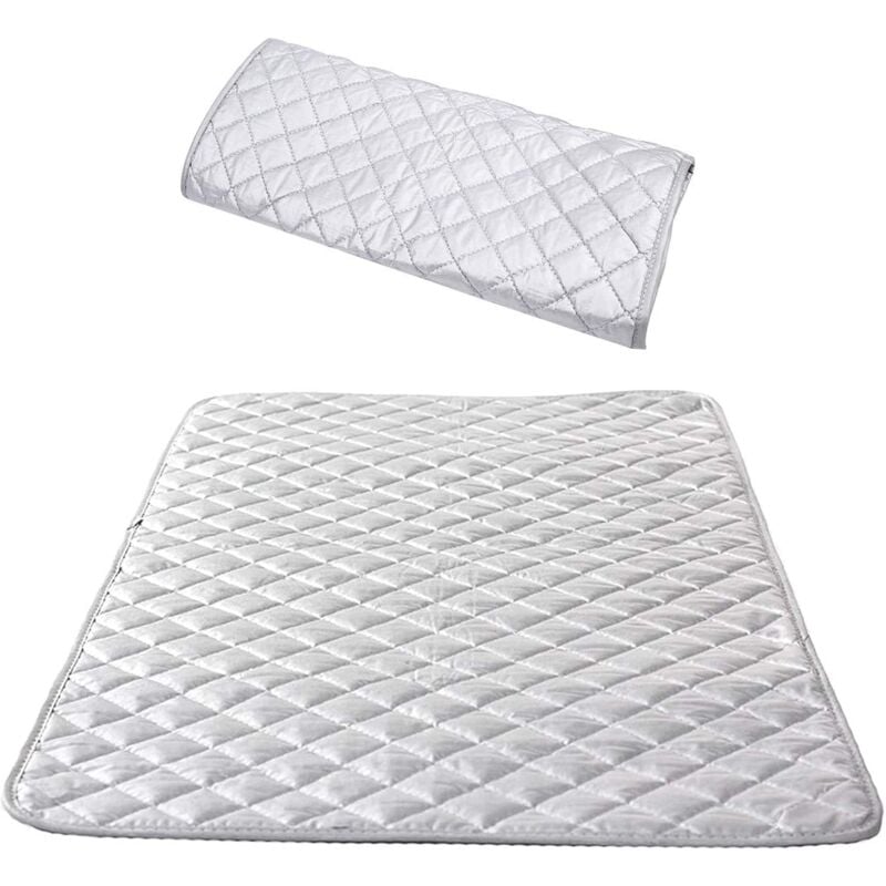 Isolierte Bügeltischdecke, Dampfbügelbezug, Baumwolle, tragbare Tisch-Bügelmatte für Waschmaschine, Trockner, Reisen nach Hause, Silber, 48 x 85 cm