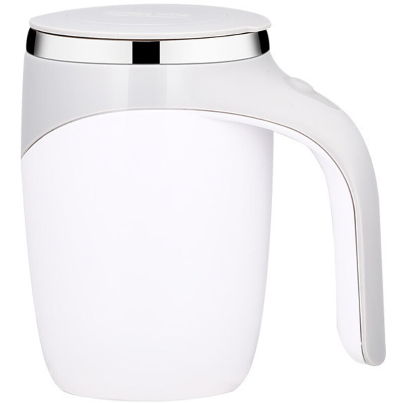 Isolierter Kaffeebecher aus Edelstahl 304, selbstumrührend, geeignet für heiße Schokolade, Mokka, Matcha, Latte (Weiß)